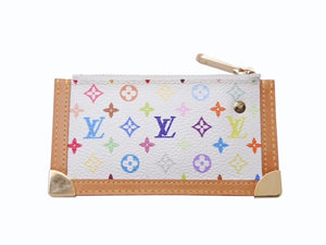 新品同様 LOUISVUITTON ルイヴィトン ポシェットクレコインケース M92655 モノグラムマルチカラー 村上隆 ホワイト 中古 4b004657