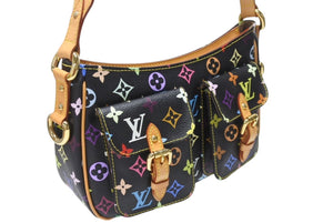 極美品 LOUIS VUITTON ルイヴィトン ショルダーバッグ M40052 ロッジGM 村上隆 ノアール ブラック マルチカラー ゴールド金具 中古 4b004658