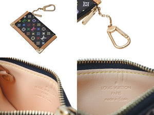 極美品 LOUIS VUITTON ルイヴィトン ポシェットクレ コインケース ブラック マルチカラー 村上隆 M92654 ゴールド金具 中古 4b004659