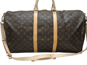 極美品 LOUIS VUITTON ルイヴィトン モノグラム キーポルバンドリエール55 M41414 ボストンバック ブラウン 中古 4b004664