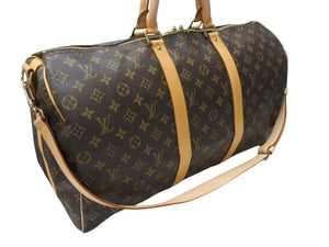 新品同様 LOUIS VUITTON ルイヴィトン モノグラム キーポルバンドリエール50 ブラウン M41416 ボストンバッグ 中古 4b004665