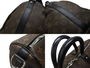 LOUIS VUITTON ルイヴィトン キーポル バンドリエール55 ボストンバッグ M56714 モノグラムマカサー ブラウン 美品 中古 4b004666