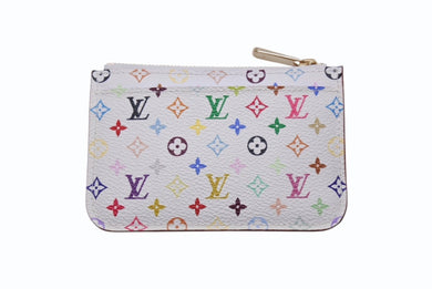極美品 LOUIS VUITTON ルイヴィトン ポシェット クレ コインケース 小銭入れ M93733 モノグラム マルチカラー ホワイト 村上隆 中古 4b004668