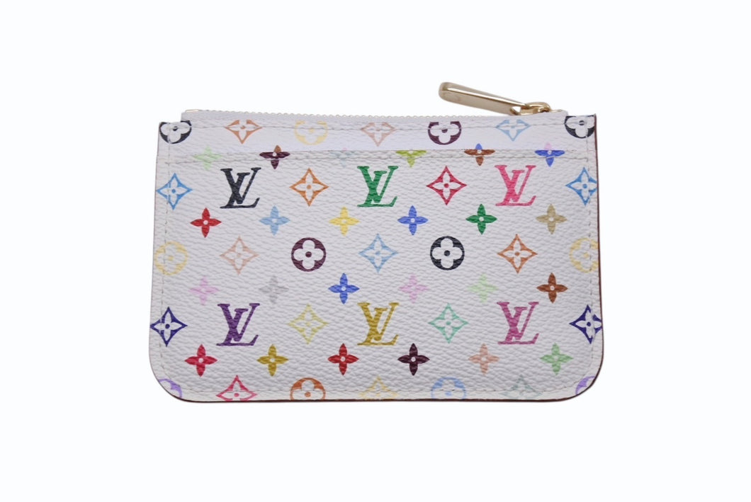 極美品 LOUIS VUITTON ルイヴィトン ポシェット クレ コインケース 小銭入れ M93733 モノグラム マルチカラー ホワイト 村上隆 中古 4b004668