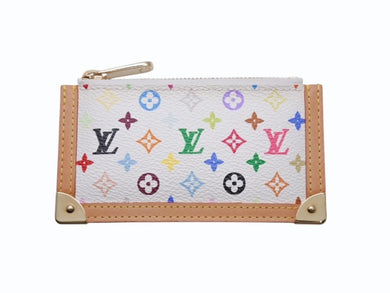 新品同様 LOUISVUITTON ルイヴィトン ポシェットクレコインケース M92655 モノグラムマルチカラー 村上隆 ホワイト 中古 4b004676