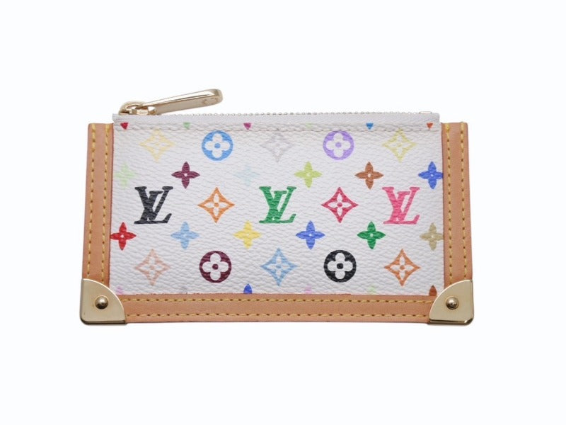 新品同様 LOUISVUITTON ルイヴィトン ポシェットクレコインケース M92655 モノグラムマルチカラー 村上隆 ホワイト 中古 4b004676