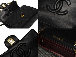 極美品 CHANEL シャネル ミニマトラッセ 17 チェーンショルダーバッグ 1番台 ラムスキン ココマーク ブラック ゴールド金具 中古 4b004679