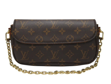 新品未使用 LOUIS VUITTON ルイヴィトン ウォレット オン チェーン アイビー ハンドバッグ M81911 モノグラム ブラウン ID PVC ゴールド金具 中古 4b004681