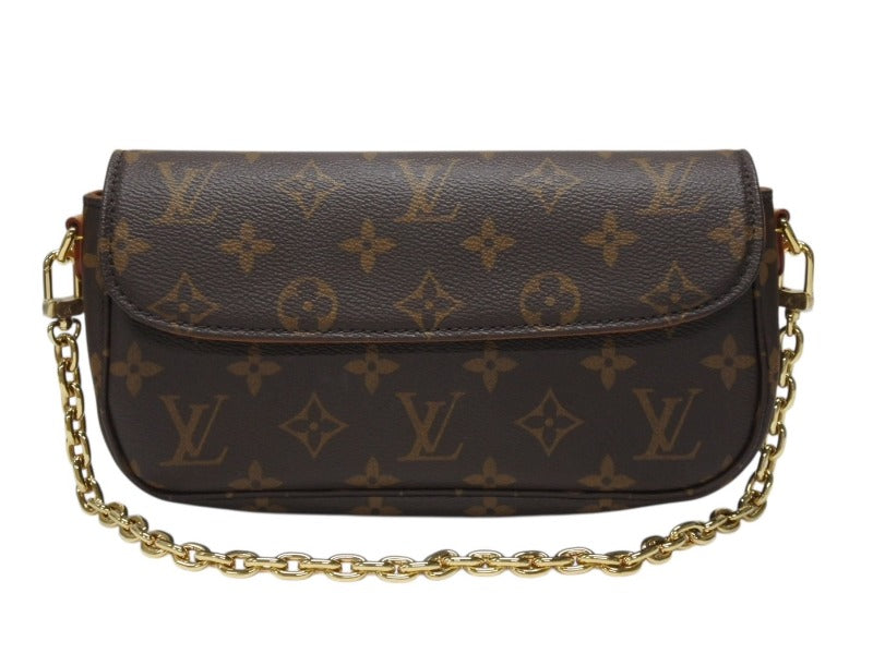 新品未使用 LOUIS VUITTON ルイヴィトン ウォレット オン チェーン アイビー ハンドバッグ M81911 モノグラム ブラウン ID PVC ゴールド金具 中古 4b004681