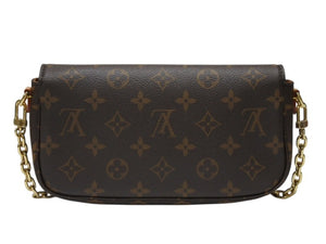新品未使用 LOUIS VUITTON ルイヴィトン ウォレット オン チェーン アイビー ハンドバッグ M81911 モノグラム ブラウン ID PVC ゴールド金具 中古 4b004681