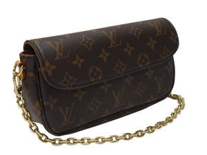 新品未使用 LOUIS VUITTON ルイヴィトン ウォレット オン チェーン アイビー ハンドバッグ M81911 モノグラム ブラウン ID PVC ゴールド金具 中古 4b004681