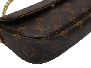 新品未使用 LOUIS VUITTON ルイヴィトン ウォレット オン チェーン アイビー ハンドバッグ M81911 モノグラム ブラウン ID PVC ゴールド金具 中古 4b004681
