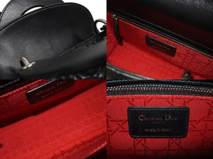 Christian Dior クリスチャンディオール Lady Dior レディディオール スモール 2WAYバッグ カナージュ ブラック シルバー金具 美品 中古 4b004684