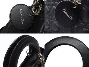 Christian Dior クリスチャンディオール Lady Dior レディディオール スモール 2WAYバッグ カナージュ ブラック シルバー金具 美品 中古 4b004684