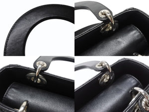 Christian Dior クリスチャンディオール Lady Dior レディディオール スモール 2WAYバッグ カナージュ ブラック シルバー金具 美品 中古 4b004684
