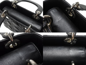 Christian Dior クリスチャンディオール Lady Dior レディディオール スモール 2WAYバッグ カナージュ ブラック シルバー金具 美品 中古 4b004684
