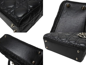 Christian Dior クリスチャンディオール Lady Dior レディディオール スモール 2WAYバッグ カナージュ ブラック シルバー金具 美品 中古 4b004684