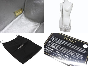 CHANEL シャネル ミニマトラッセ20 Sフラップ Sチェーンショルダーバッグ 24番台 ココマーク キャビアスキン シルバー 美品 中古 4b004685