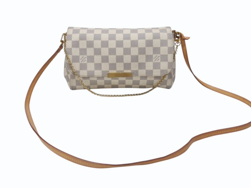 LOUIS VUITTON ルイヴィトン ショルダーバッグ N41277 フェイボリットPM ダミエ アズール ホワイト ゴールド金具 美品 中古 4b004689