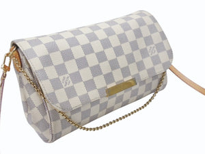LOUIS VUITTON ルイヴィトン ショルダーバッグ N41277 フェイボリットPM ダミエ アズール ホワイト ゴールド金具 美品 中古 4b004689