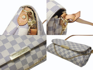 LOUIS VUITTON ルイヴィトン ショルダーバッグ N41277 フェイボリットPM ダミエ アズール ホワイト ゴールド金具 美品 中古 4b004689