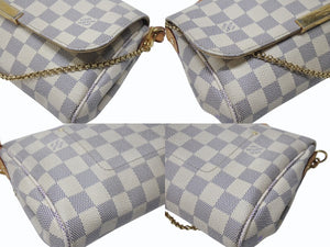 LOUIS VUITTON ルイヴィトン ショルダーバッグ N41277 フェイボリットPM ダミエ アズール ホワイト ゴールド金具 美品 中古 4b004689