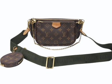 極美品 LOUIS VUITTON ルイヴィトン ミュルティポシェット アクセソワール カーキ ショルダーバッグ モノグラム M44813 中古 4b004690