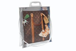 極美品 希少 LOUIS VUITTON ルイヴィトン ハンドバッグ モノグラム フリーザー サックプラ M23151 PVC エナメル レザー ブラウン シルバー 中古 4b004691