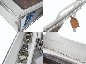 極美品 希少 LOUIS VUITTON ルイヴィトン ハンドバッグ モノグラム フリーザー サックプラ M23151 PVC エナメル レザー ブラウン シルバー 中古 4b004691