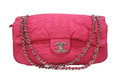CHANEL シャネル Wチェーンショルダーバッグ 16番台 マドモアゼルライン ココマーク ナイロン レザー ピンク 美品 中古 4b004694