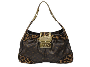 極美品 LOUIS VUITTON ルイヴィトン ショルダーバッグ ポリー M95282 モノグラムキャンバス ハラコ レオパード ブラウン 中古4b004695