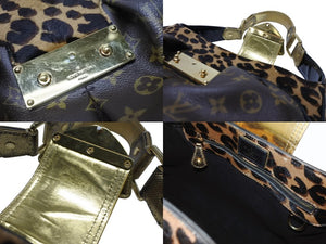 極美品 LOUIS VUITTON ルイヴィトン ショルダーバッグ ポリー M95282 モノグラムキャンバス ハラコ レオパード ブラウン 中古4b004695