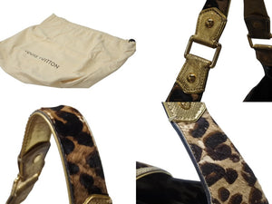 極美品 LOUIS VUITTON ルイヴィトン ショルダーバッグ ポリー M95282 モノグラムキャンバス ハラコ レオパード ブラウン 中古4b004695
