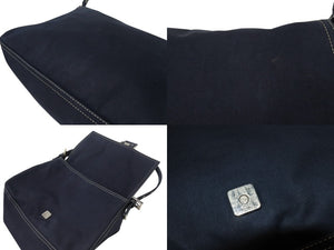 FENDI フェンディ ショルダーバッグ マンマバケット メタルバックル キャンバス ネイビーシルバー金具 美品 中古 4b004696