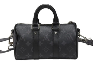極美品 LOUIS VUITTON ルイヴィトン モノグラムエクリプス キーポル XS 2WAY ブラック M45947 中古 4b004701
