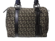 Load image into Gallery viewer, FENDI フェンディ ズッカ柄 ハンドバッグ ミニボストンバッグ型 キャンバス レザー ブラック ブラウン ベージュ 美品 中古 4b004703