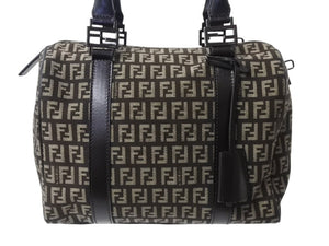 FENDI フェンディ ズッカ柄 ハンドバッグ ミニボストンバッグ型 キャンバス レザー ブラック ブラウン ベージュ 美品 中古 4b004703
