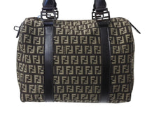 Load image into Gallery viewer, FENDI フェンディ ズッカ柄 ハンドバッグ ミニボストンバッグ型 キャンバス レザー ブラック ブラウン ベージュ 美品 中古 4b004703