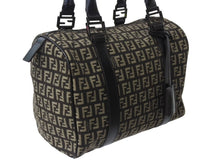 Load image into Gallery viewer, FENDI フェンディ ズッカ柄 ハンドバッグ ミニボストンバッグ型 キャンバス レザー ブラック ブラウン ベージュ 美品 中古 4b004703