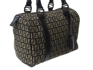 FENDI フェンディ ズッカ柄 ハンドバッグ ミニボストンバッグ型 キャンバス レザー ブラック ブラウン ベージュ 美品 中古 4b004703