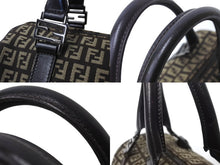 Load image into Gallery viewer, FENDI フェンディ ズッカ柄 ハンドバッグ ミニボストンバッグ型 キャンバス レザー ブラック ブラウン ベージュ 美品 中古 4b004703