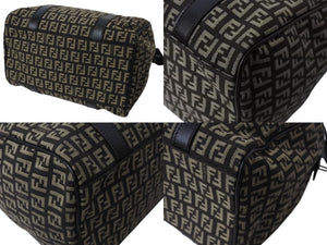 FENDI フェンディ ズッカ柄 ハンドバッグ ミニボストンバッグ型 キャンバス レザー ブラック ブラウン ベージュ 美品 中古 4b004703