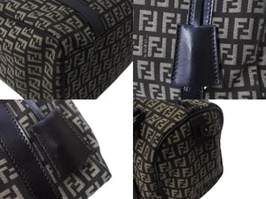 FENDI フェンディ ズッカ柄 ハンドバッグ ミニボストンバッグ型 キャンバス レザー ブラック ブラウン ベージュ 美品 中古 4b004703