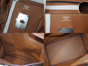 新品未使用 HERMES エルメス ハンドバッグ オータクロア40 ◻︎W刻印 エヴァーカラー Hacarreaux エヴァーグレイン パラジウム金具 中古 4b004704