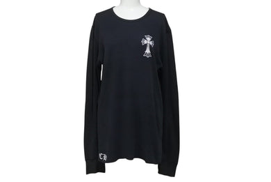 CHROME HEARTS クロムハーツ オールド サーマル ロングスリーブTシャツ ダブルCHクロス ブラック レッド ホワイト サイズL 美品 中古 4b004707