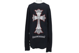 CHROME HEARTS クロムハーツ オールド サーマル ロングスリーブTシャツ ダブルCHクロス ブラック レッド ホワイト サイズL 美品 中古 4b004707
