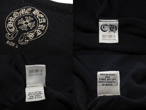 CHROME HEARTS クロムハーツ オールド サーマル ロングスリーブTシャツ ダブルCHクロス ブラック レッド ホワイト サイズL 美品 中古 4b004707