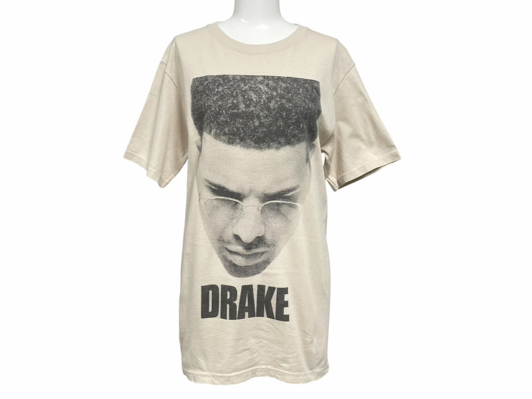 Drake ドレイク 両面プリント RAP TEES HIP HOP ラップT 半袖Ｔシャツ 希少 コットン ベージュ 美品 中古 4b004712
