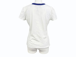 極美品 Christian Dior クリスチャンディオール J'ADORE ジャドール リンガーTシャツ 4E16155594 サイズ42 ホワイト ブルー 中古 4b004716