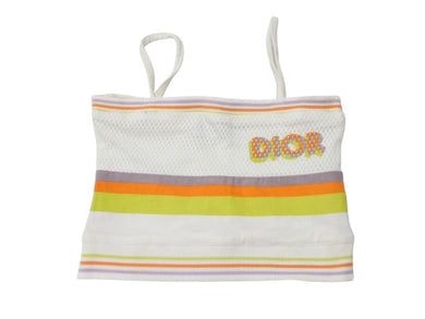 Dior ディオール キャミソール キッズ メッシュ Diorロゴ コットン エラスタン サイズ4A 美品 中古 4b004718